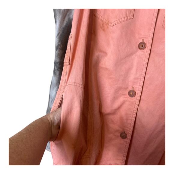 Who What Wear Tie Dye Bell Sleeve Denim Funky Mix Media Button Up Dress Small - Picture 7 of 13